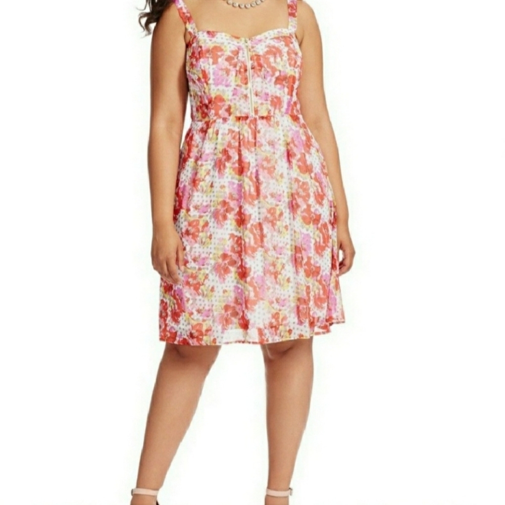 CITY CHIC Pink Party Perfect Dress Size 20 / Large Smocked EUC Easter Dress